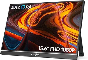 ARZOPA Portable Monitor 15.6'' FHD 1080P - Ultra-Slim Portable Laptop Monitor with Kickstand - IPS Display